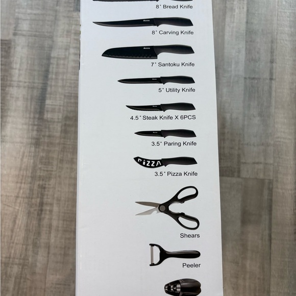 17 Piece Midone Stainless Steel Kitchen Knife Set Including Stand - Picture 3 of 4